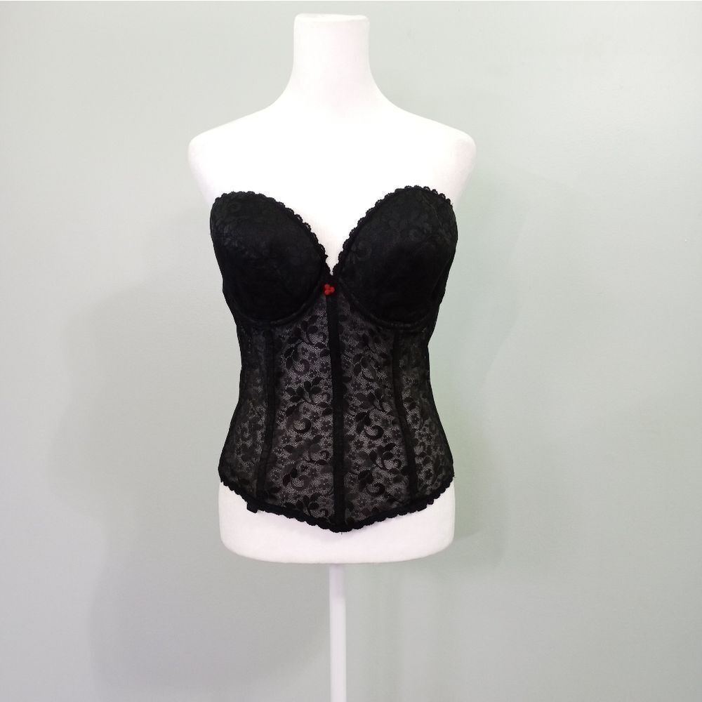 Vtg black lace corset